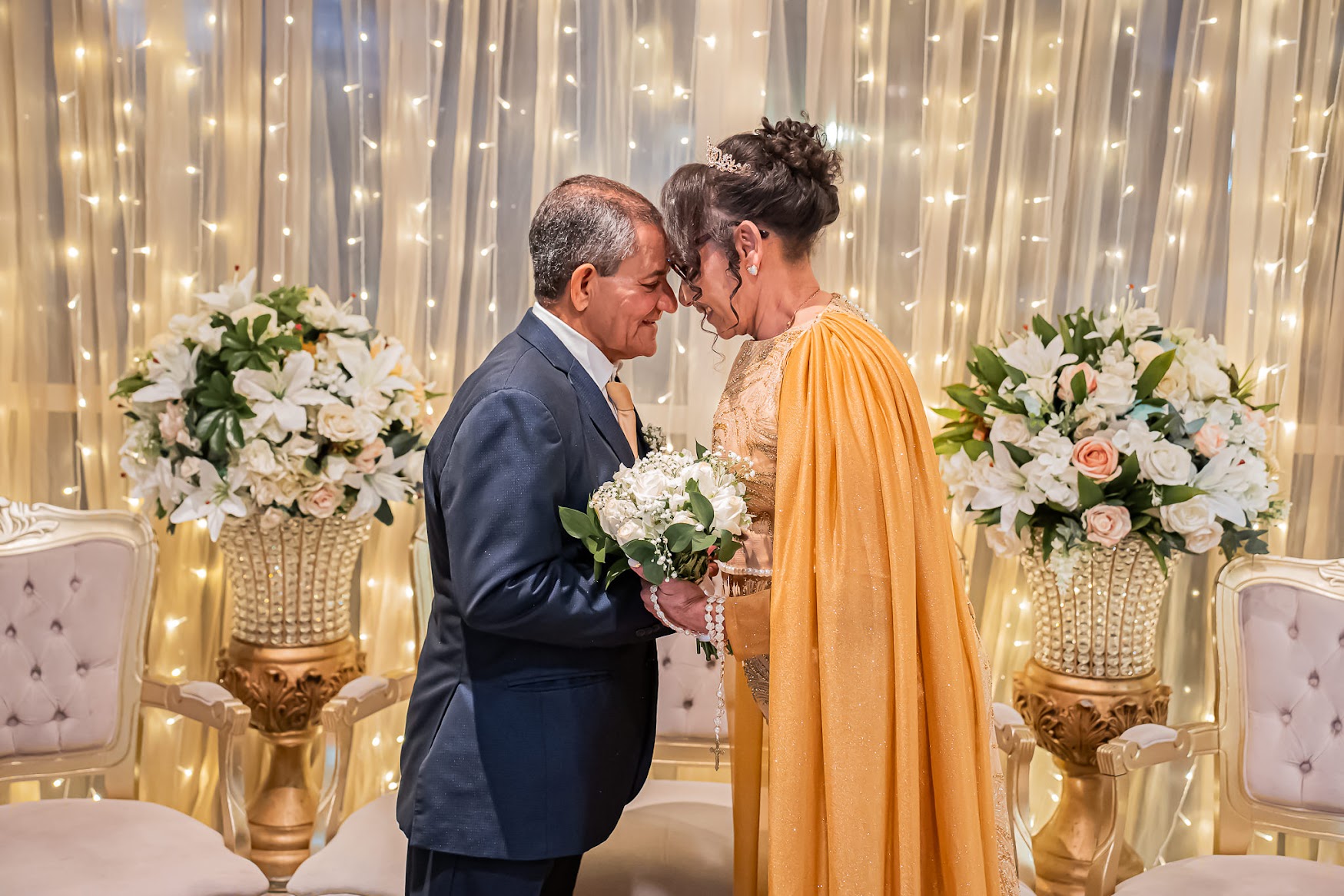 Casal durante a cerimônia de renovação de votos